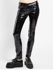 TRIPP Black PVC Vinyl Low Waist Pants RJ9381 Goth Punk Y2K 28/7 NWT