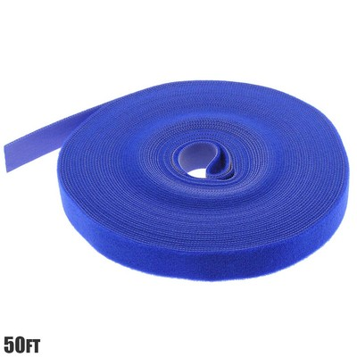 #ad 50FT Roll Reusable Hook Loop Self Attaching Cable Tie Fastening Tape Blue $19.66