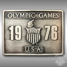 Belt Buckle 1976 Summer Olympic Games Square Shape Silver Color USA