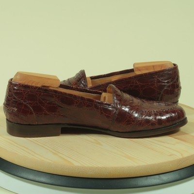 Vintage Bragano Cole Haan Caiman Crocodile Penny Loafers  display picture 3