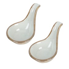 2Pcs Reusable White Ceramic Caviar Spoons Appetizer Plates for Kitchen Use
