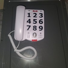 Big Keys Corded Landline Telephone for Seniors Amplified Sound Call Light, White