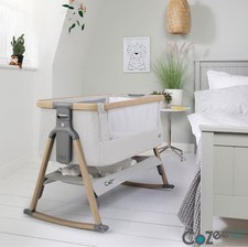 Tutti Bambini CoZee Air Bedside Crib Oak & Silver with Rocking Bars & Mattress