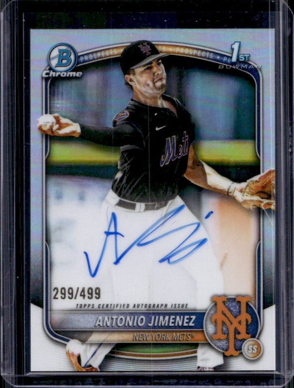2025 Bowman Draft Antonio Jimenez Chrome Auto Refractor 1st Prospect #/499 Mets