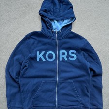 Michael Kors Navy Spell Out Zip Hoodie Size L