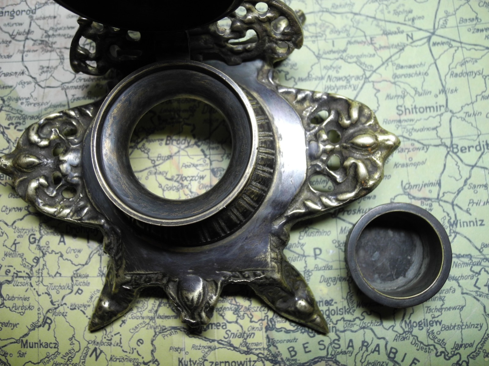 WW1 Antique bronze  inkwell of the regimental scribe of the Kaiser's army.