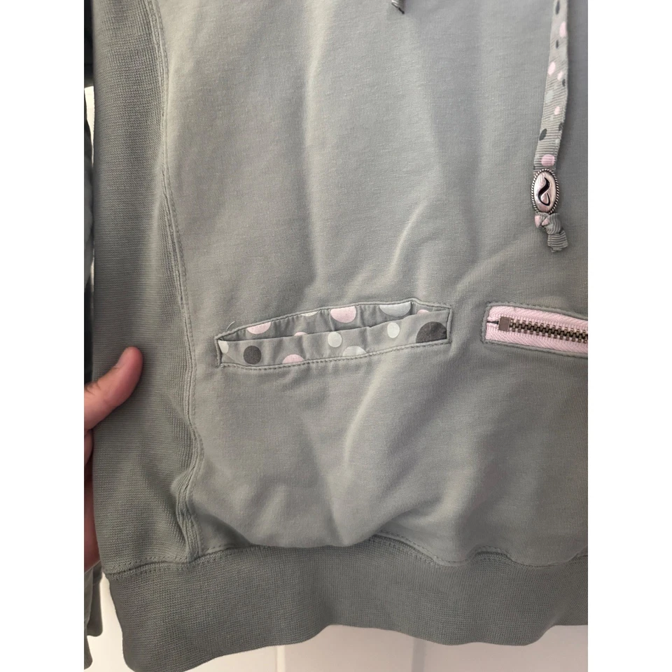 Винтажный 90-х ADIO пуловер толстовка с капюшоном молнии карман шнурок sz small - Изображение 2 из 4