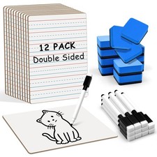 12-Piece Dry Erase Board Set, Double-Sided Small Whiteboards with Lines for W...