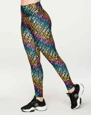 Zumba Joy High Waisted Ankle Leggings ~ Bold Black ~ XS  S  M  L ~  New!