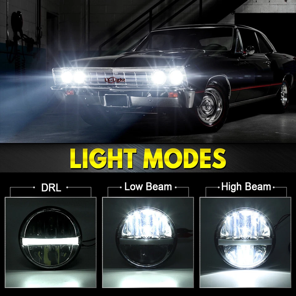 For Harley Davidson Sportster 84 XL 1200 883 Iron 883 5.75" 5-3/4" LED Headlight - Image 3 of 4