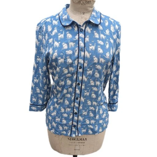 Cath Kidston Blouse Cats 8 Blue Top Sleeves Very Good Condition eBay