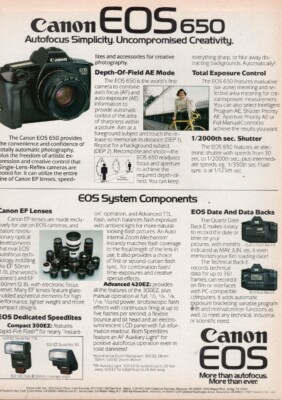 Canon - EOS - 650 Camera - Original Magazine Ad - 1987 | eBay