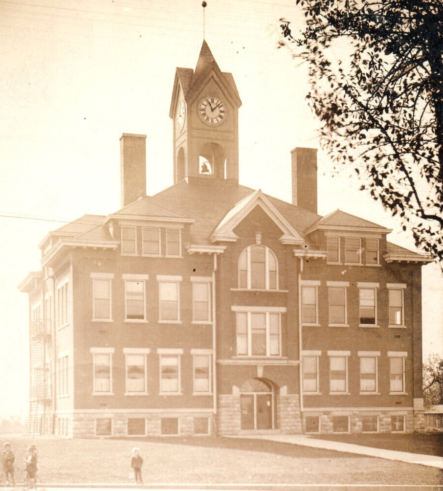 Torre del Reloj Casa Escuela Postal Foto Real Colón Michigan