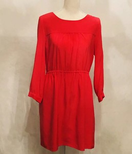 coral silk dress
