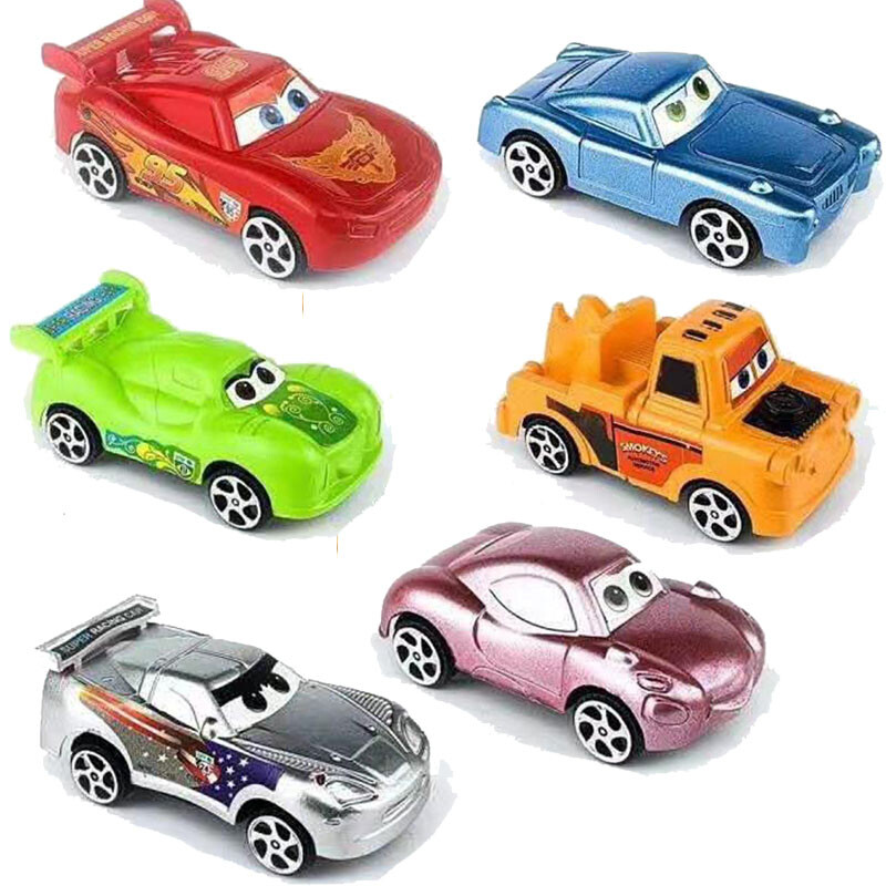6 PACK/Set Kawaii McQueen Model Car Cake Decor Plastic MINI Disney Pixar Cars
