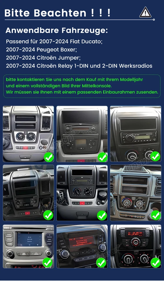 13"Für Fiat Ducato Citroen Jumper Peugeot Boxer Android Carplay Autoradio 6+128G - Bild 3 von 4