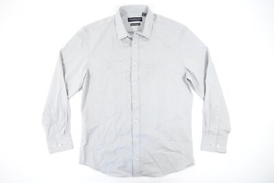 NICK GRAHAM GRAY LARGE 16-16.5 34/35 STRETCH MODERN FIT BUTTON FRONT SHIRT MENS 