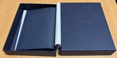 [New wz/Box] ZENITH Novelty Logo Navy Blue Leather passport case Card case Rare