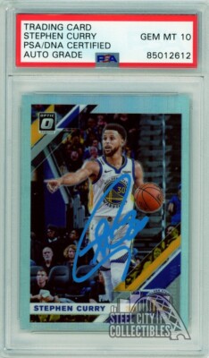 Stephen Curry 2019-20 Donruss Optic Holo Auto Card #8 PSA/DNA 10
