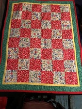 Patchwork Hearts Handmade finished Baby/Toddler quilt - 49  X 38  Very Nice