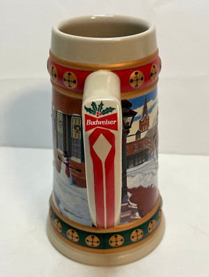 1993 Budweiser Hometown Holiday Stein mug beer brewery Clydesdale made in Brazil