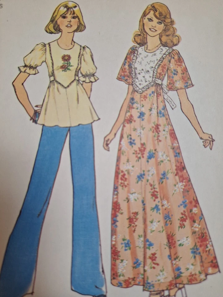 Dress Tunic Top S 8 10 Simplicity 6931 Sewing Pattern UC VTG Tie Back Boho Flowy - Image 2 of 4