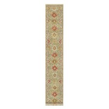 2'9" x 18' Beige Wool and Silk Sunset Hand Knotted Runner Oriental Rug R90532