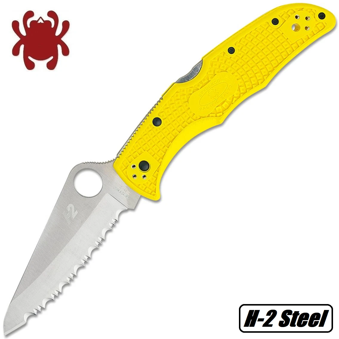 Spyderco Pacific Salt 2 CQI H2 Steel Serrated Blade Yellow FRN Handles C91SYL2