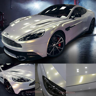 Glossy White / Gold Pearl Chameleon Chrome Vinyl Wrap Car Sticker - Flexible US