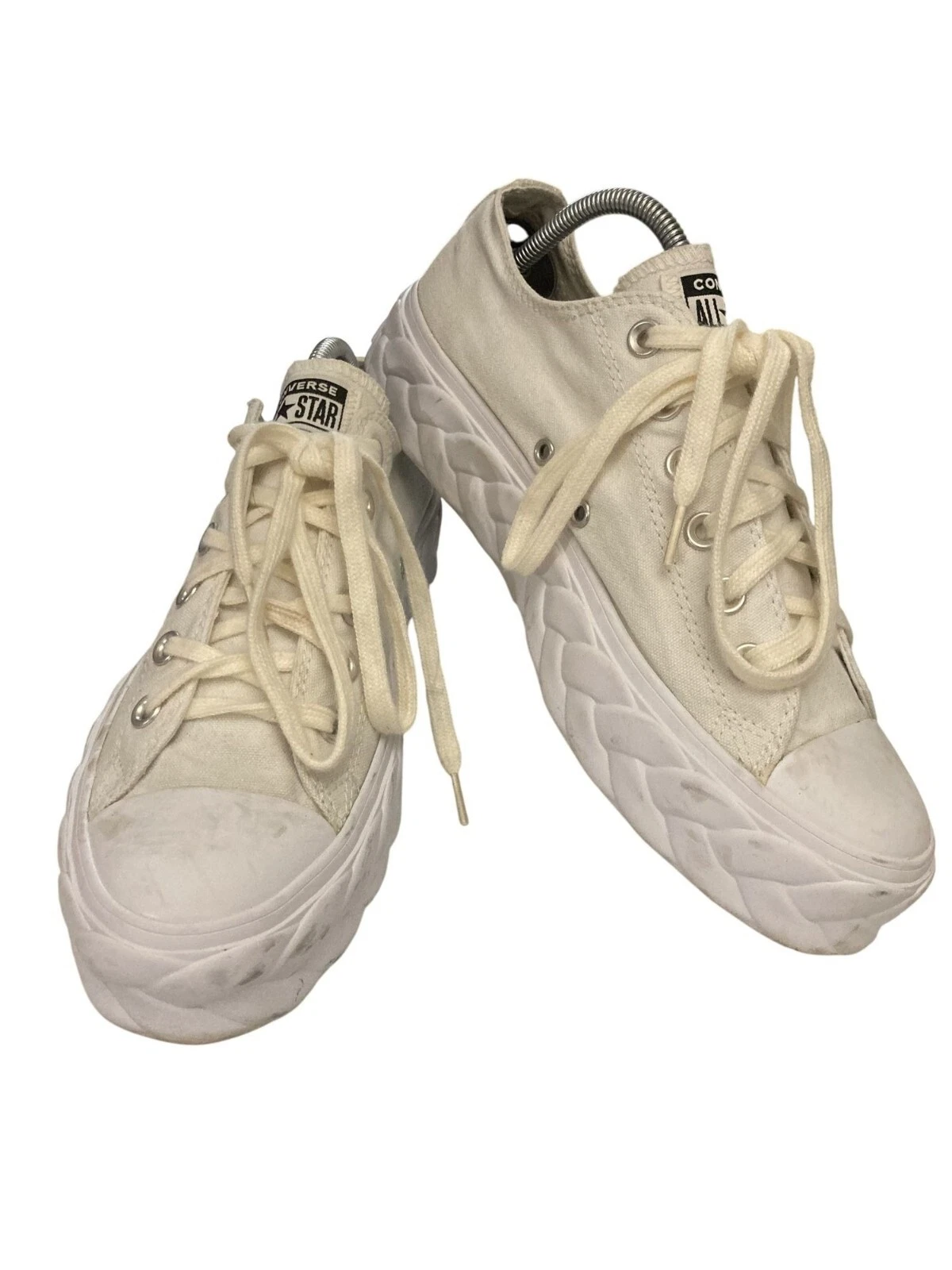 Scarpe sneakers Converse All Star 568895 donna taglia 9 bianco tela plateau