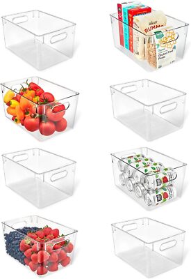 Multi-purpose Refrigerator Bins 8 pieces Large Capacity Stackable Fridge Bin
