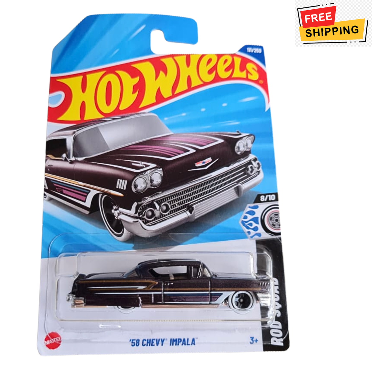 Hot Wheels 2025 Case E '58 Chevy Impala Brown #111 Rod Squad 8/10