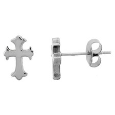 Small Stainless Steel Gothic Cross Stud Earrings