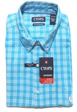 Chaps Dress Shirt Mens Classic-Fit Easy Care Button-Down Long Sleeve Blue Plaid