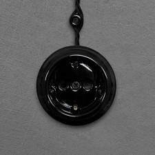Type F Schuko Black Porcelain Socket Insert Surface Mount Retro EU Grounded Core