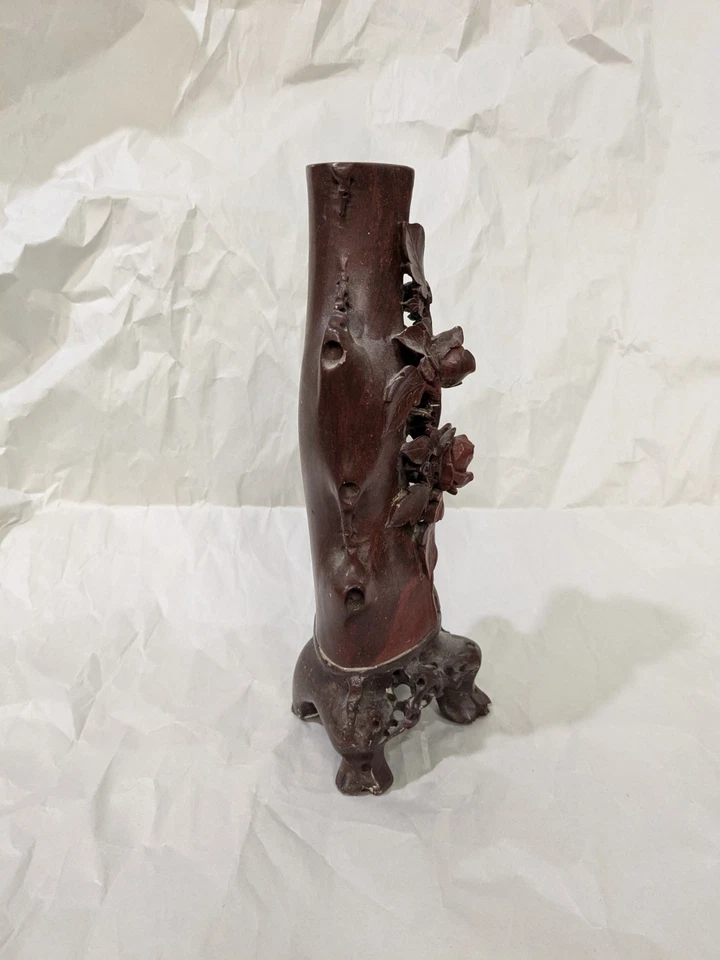 De colección. Jarrón chino de piedra dura tallada 10" Foto 4 de 4