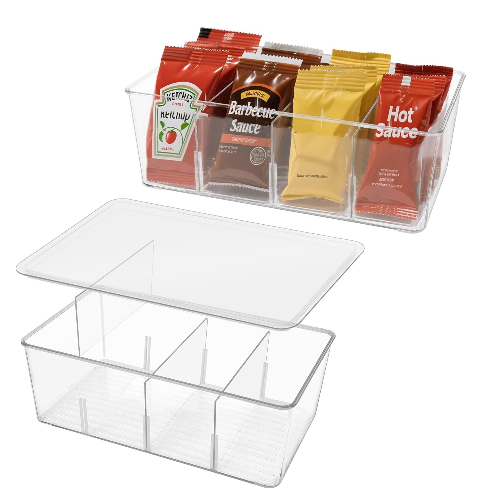 2 Pack Sauce Packet Organizer Storage Box for Ketchup Packet