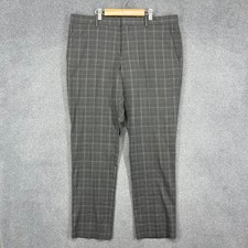 Perry Ellis Portfolio Men Slim Fit Plaid Dress Pants Gray 36x32
