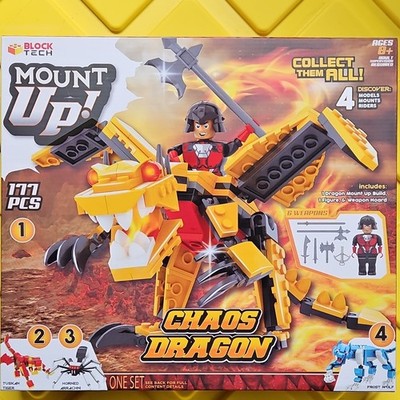 Block Tech Mount Up! Chaos Dragon Interlocking Blocks Set 177 Pieces Ages 8+