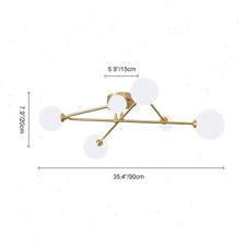 Mid-Century Modern Sputnik Chandelier 6-Light Glass Globe Semi-Flush Mount Light