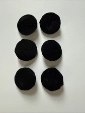 6 Vintage Large Black Velvet PRYM Coat Buttons diameter w/wire shank, c. 1940s