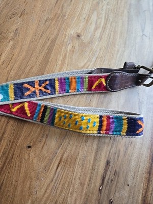 Vintage A Tail We Could Wag 38 Cotton Leather Belt Brass Buckle Colorful Novelty