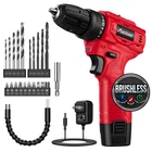 Brushless Power Drill Set, 2-Speed Control, 3/8-Inch Keyless Chuck & 25+1 Positi