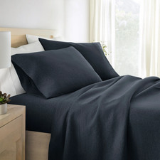 4 Piece Jersey Knit 100 Cotton Sheet Set - Queen Navy