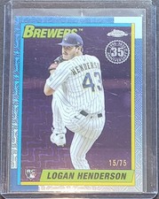 2025 Topps Chrome Logan Henderson 15/75 RC Milwaukee Brewers 1990 Design