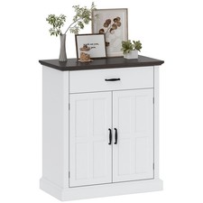 HOMCOM Sideboard Storage Cabinet with Thick Tabletop and 2 Barn Doors White