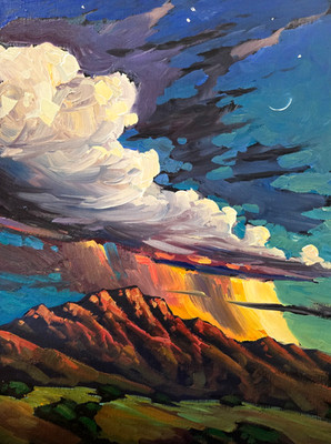 Western Clouds Moon Impressionism Hawkins Clouds Plein Air Style Paint Large Art