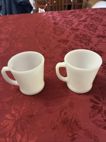 Vintage 2 Fire King Glassware Milk White Coffee Mug Cup D Handle
