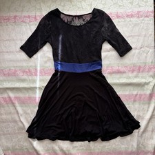 GUESS Gina Half-Sleeve Dress blue Black Lace Bodice Women Small