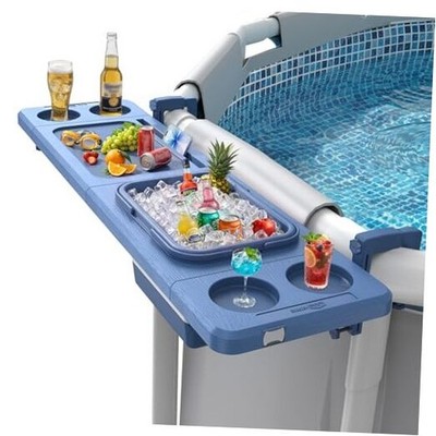 Poolside Bar with Ice Bucket, Poolside Bar Table with 43.31''D x 11.81''W x 5.9''H